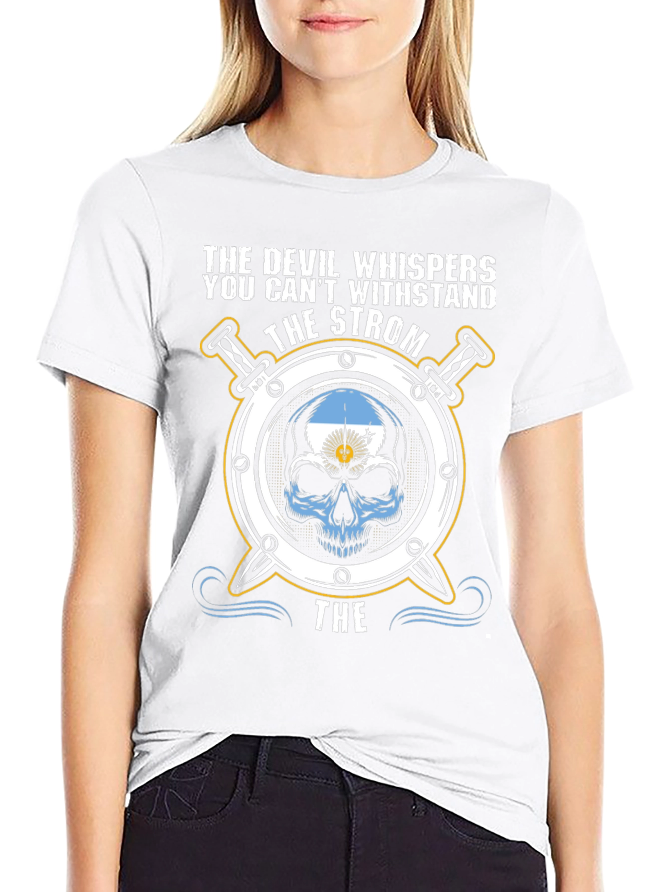 The Devil Whispers Argentina Skull T-Shirt