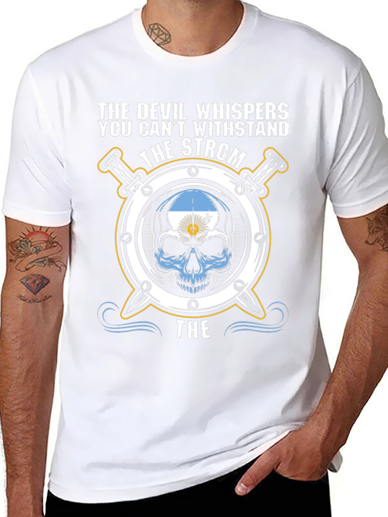 The Devil Whispers Argentina Skull T-Shirt