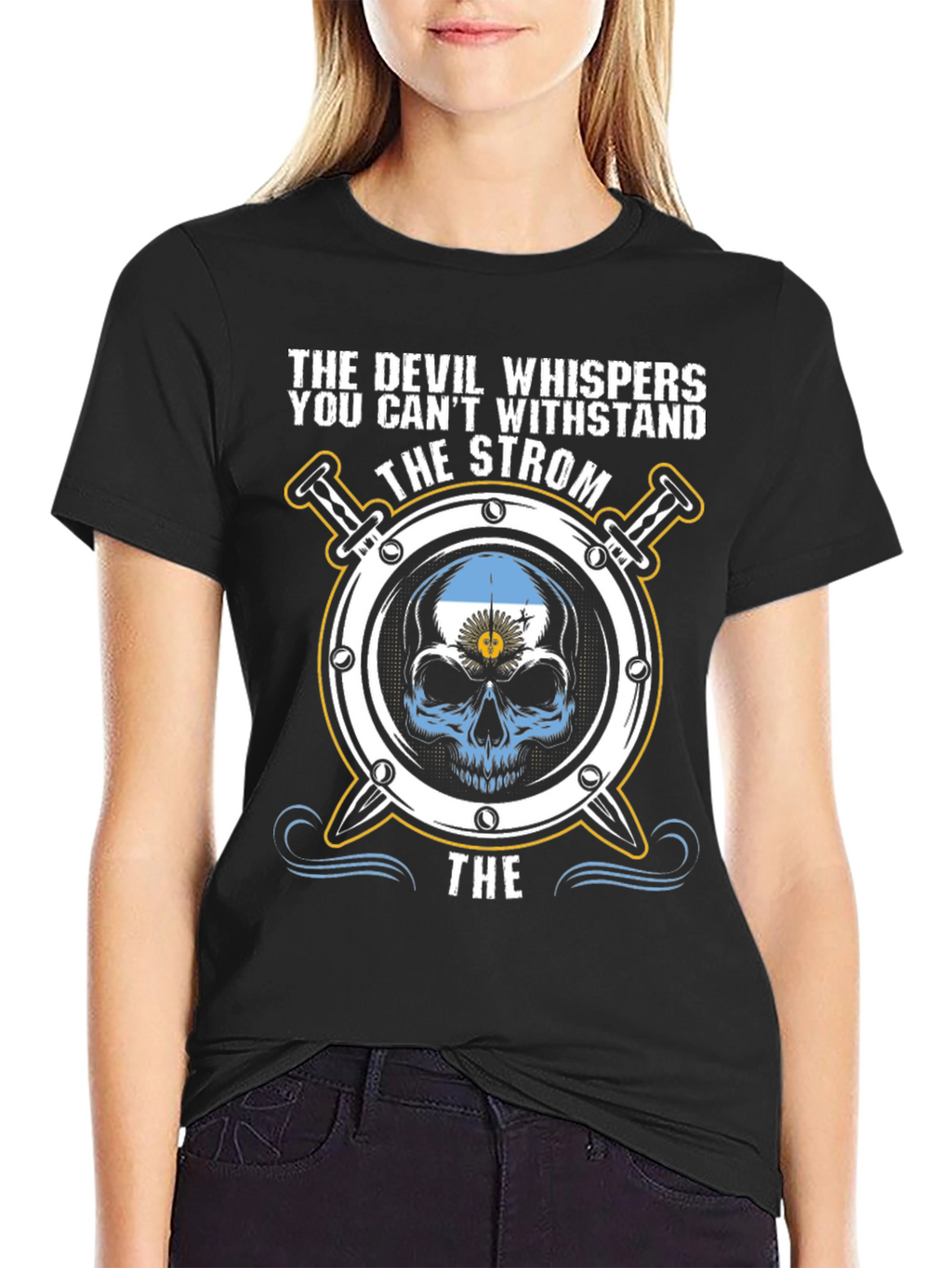 The Devil Whispers Argentina Skull T-Shirt