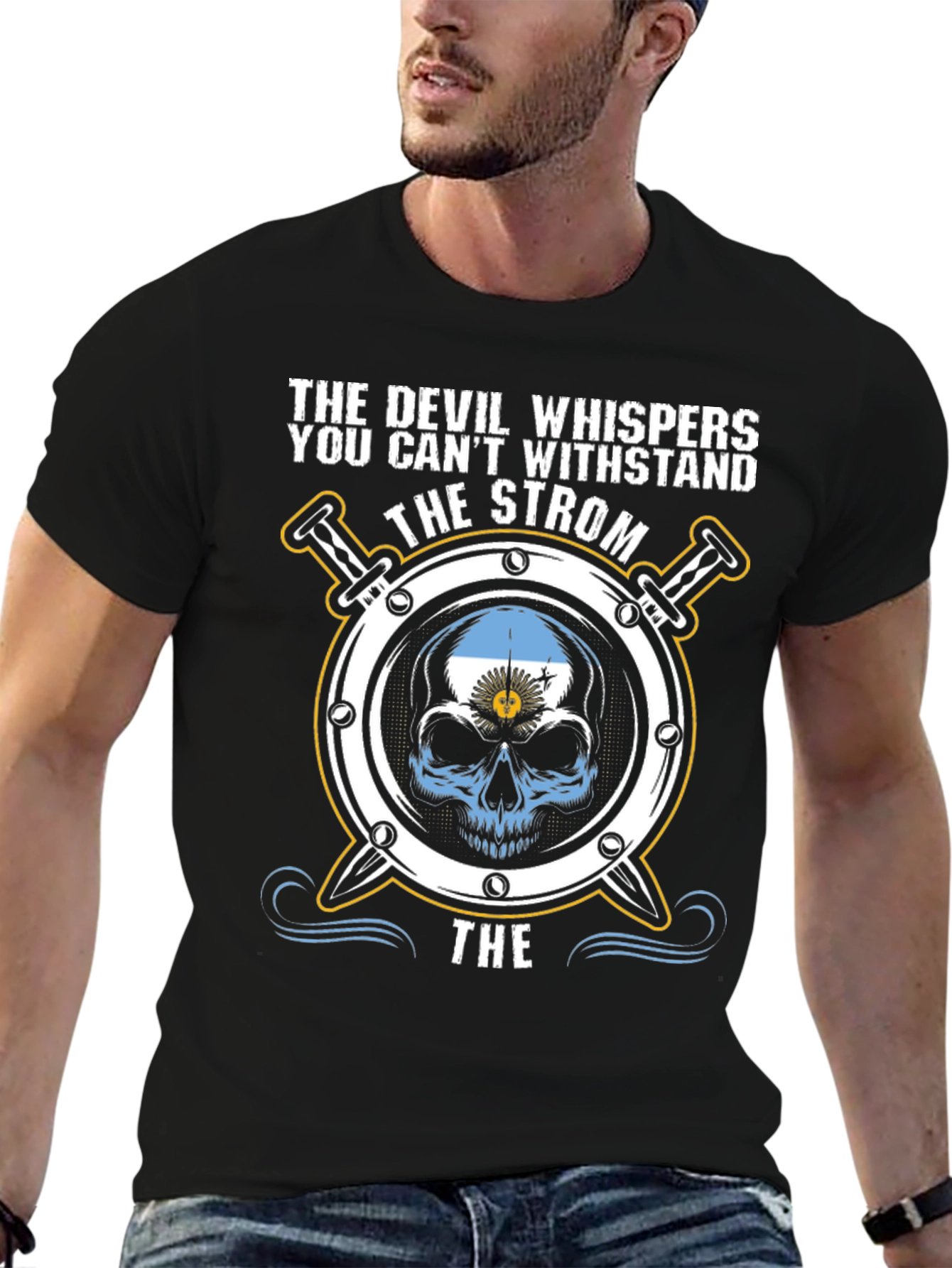 The Devil Whispers Argentina Skull T-Shirt