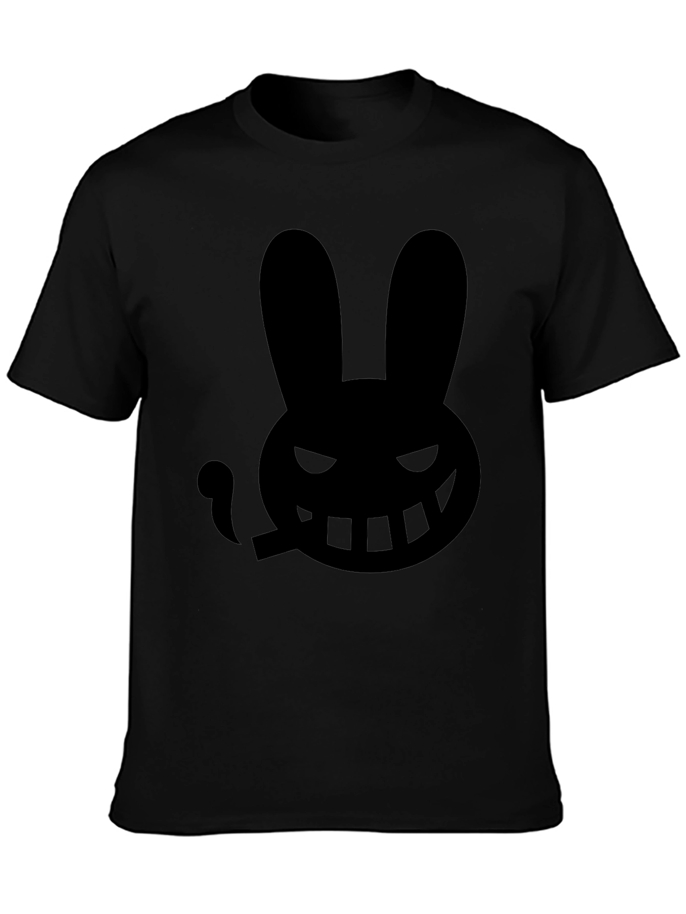 Mens Black T-Shirt with Smoking Rabbit Graphic