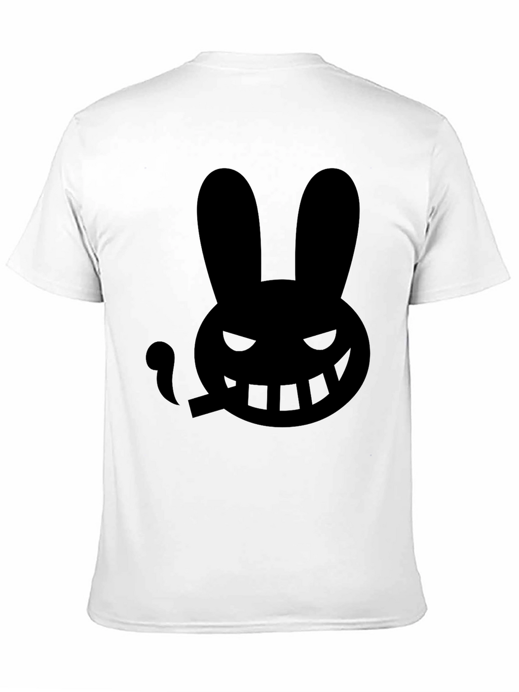 Mens Black T-Shirt with Smoking Rabbit Graphic