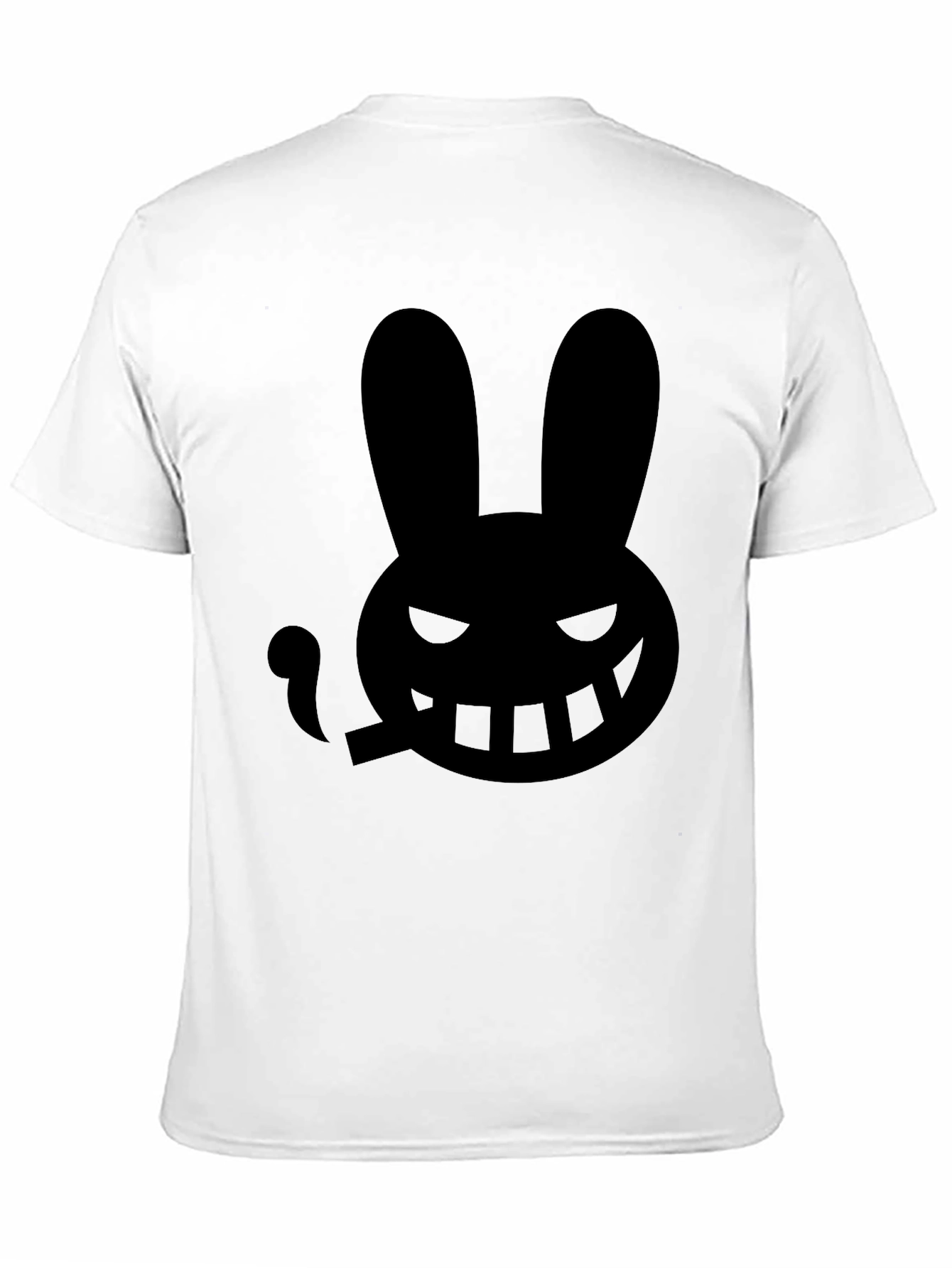 Mens Black T-Shirt with Smoking Rabbit Graphic