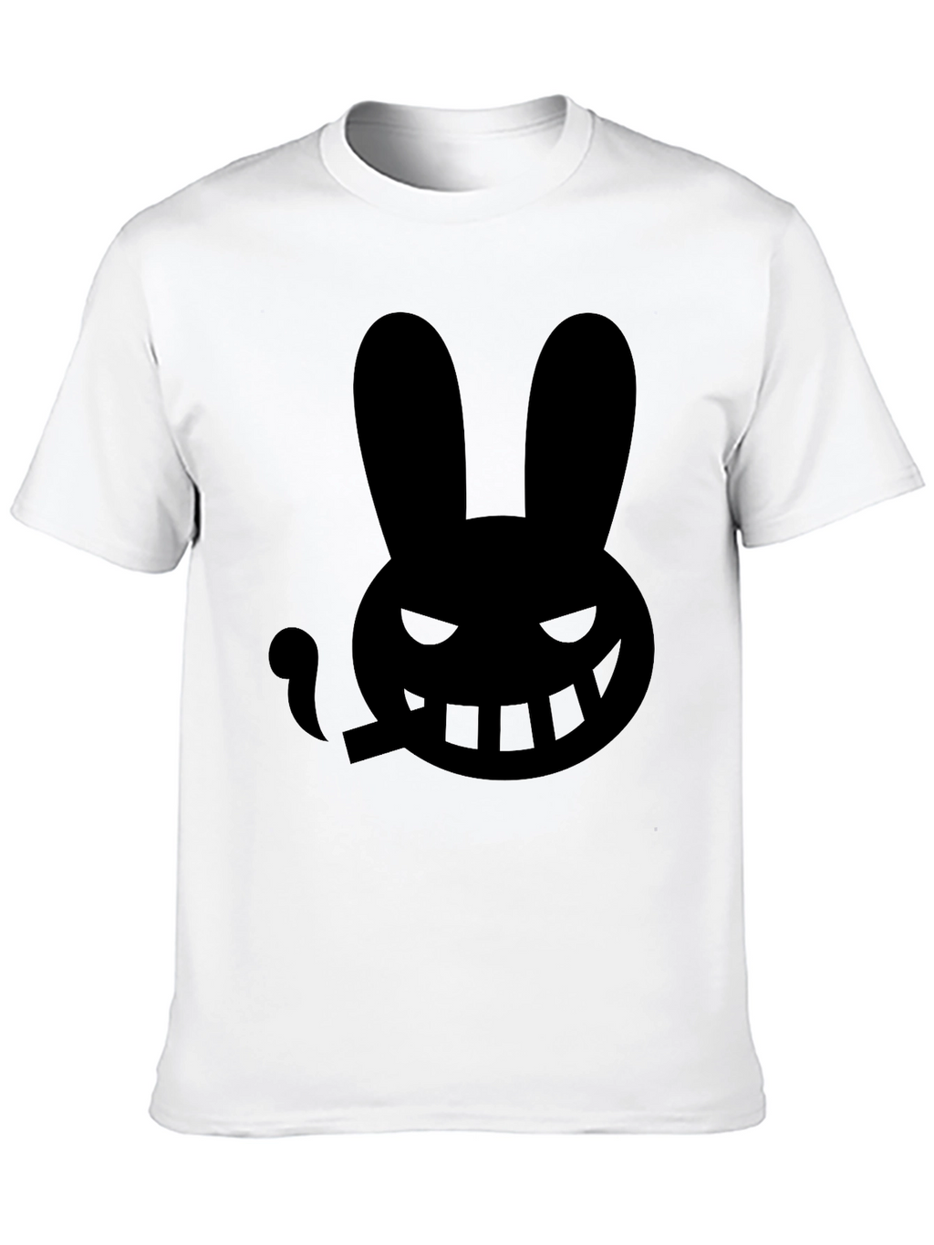 Mens Black T-Shirt with Smoking Rabbit Graphic