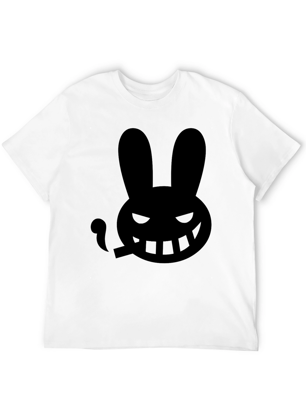 Mens Black T-Shirt with Smoking Rabbit Graphic