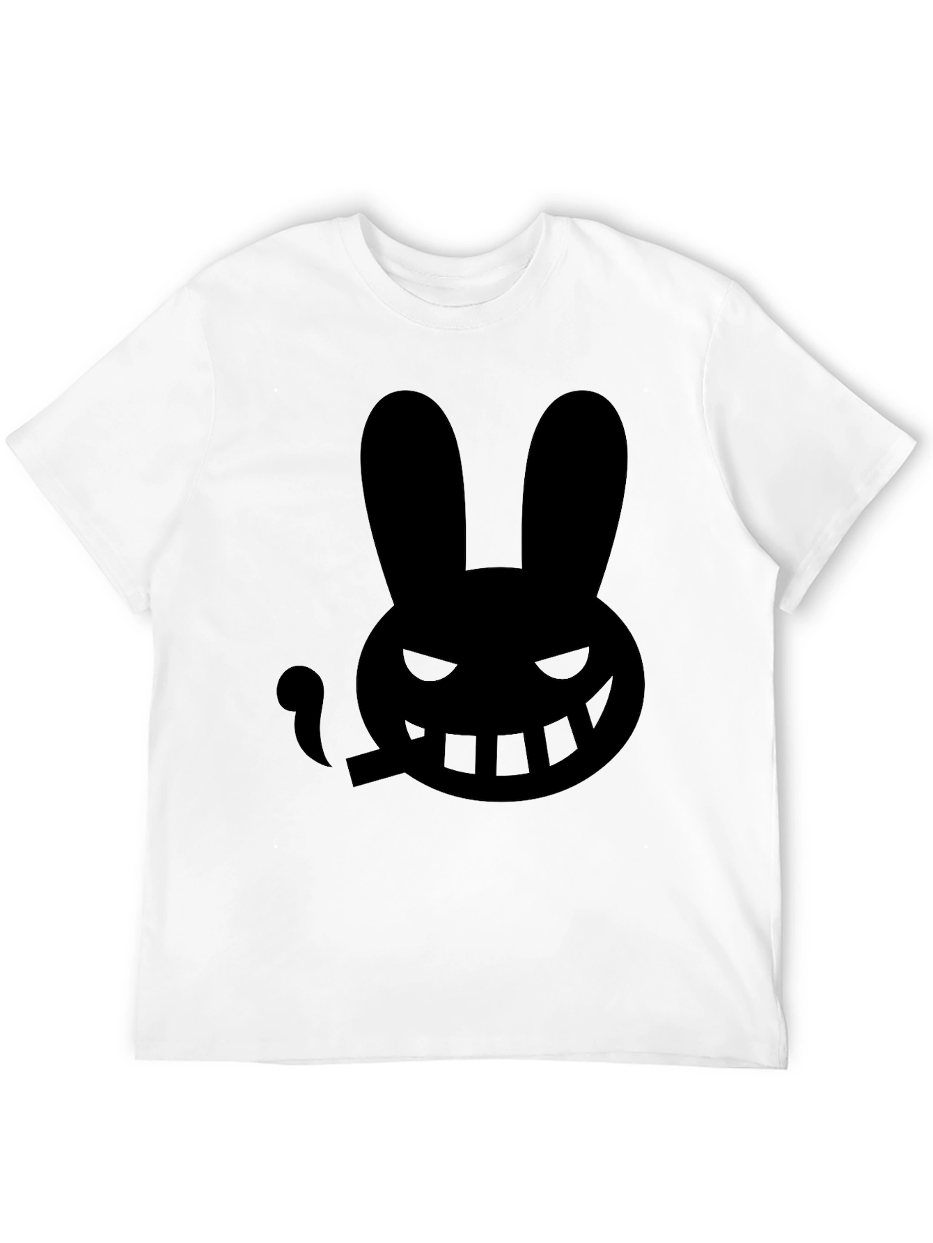 Mens Black T-Shirt with Smoking Rabbit Graphic