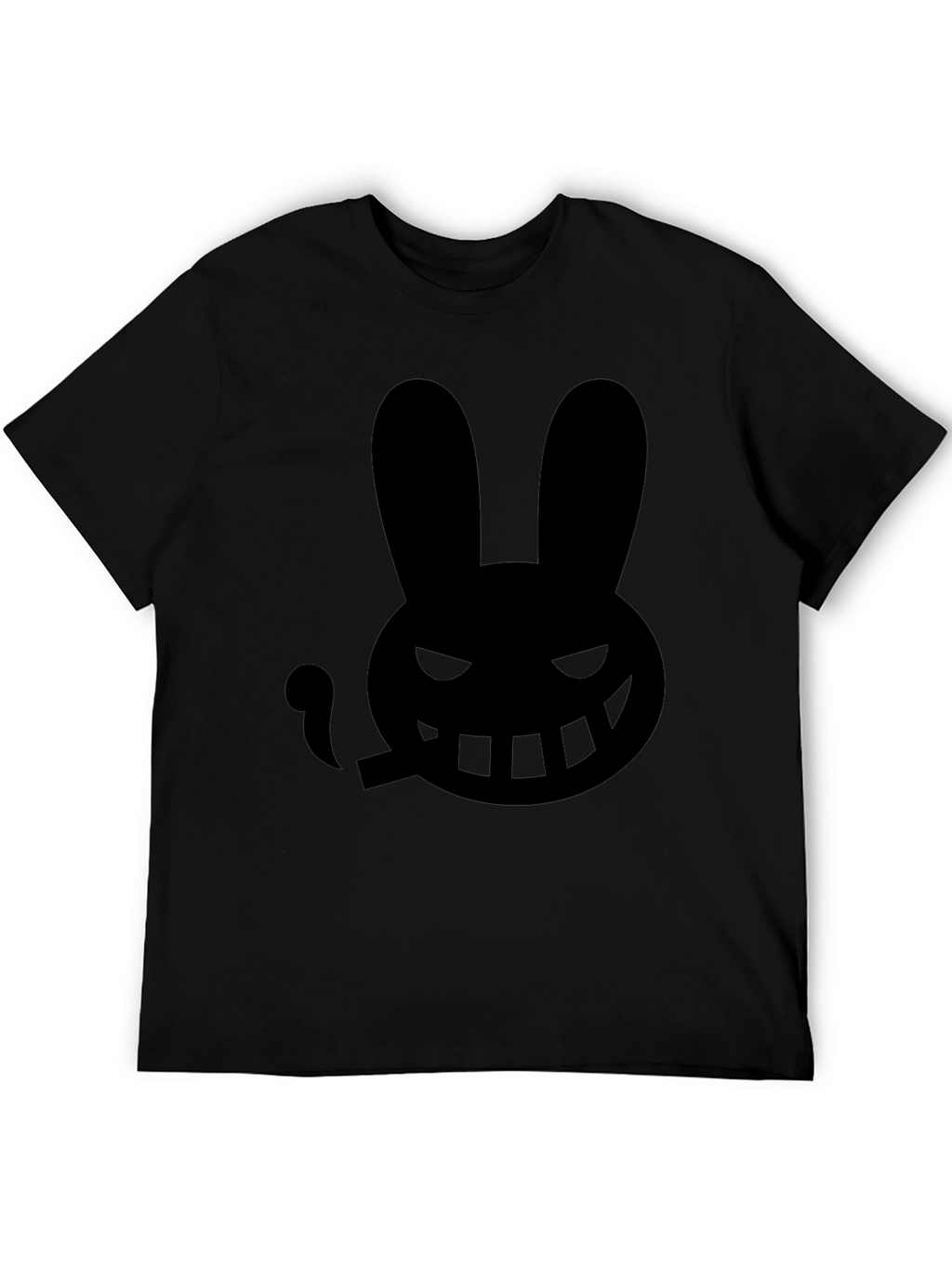Mens Black T-Shirt with Smoking Rabbit Graphic