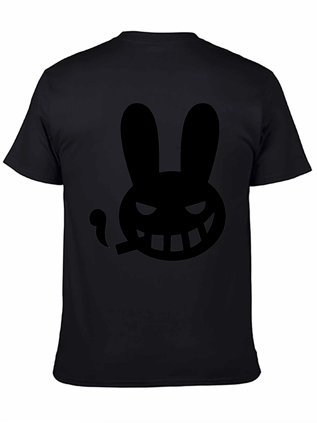 Mens Black T-Shirt with Smoking Rabbit Graphic