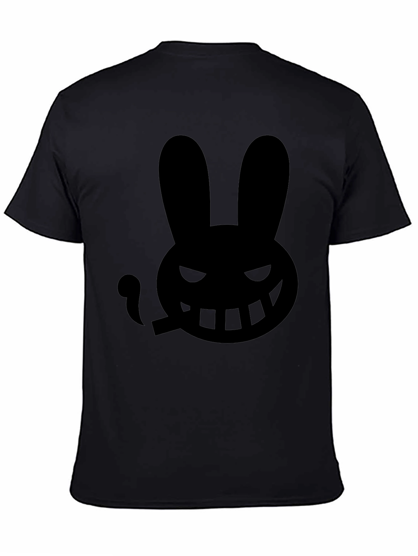 Mens Black T-Shirt with Smoking Rabbit Graphic