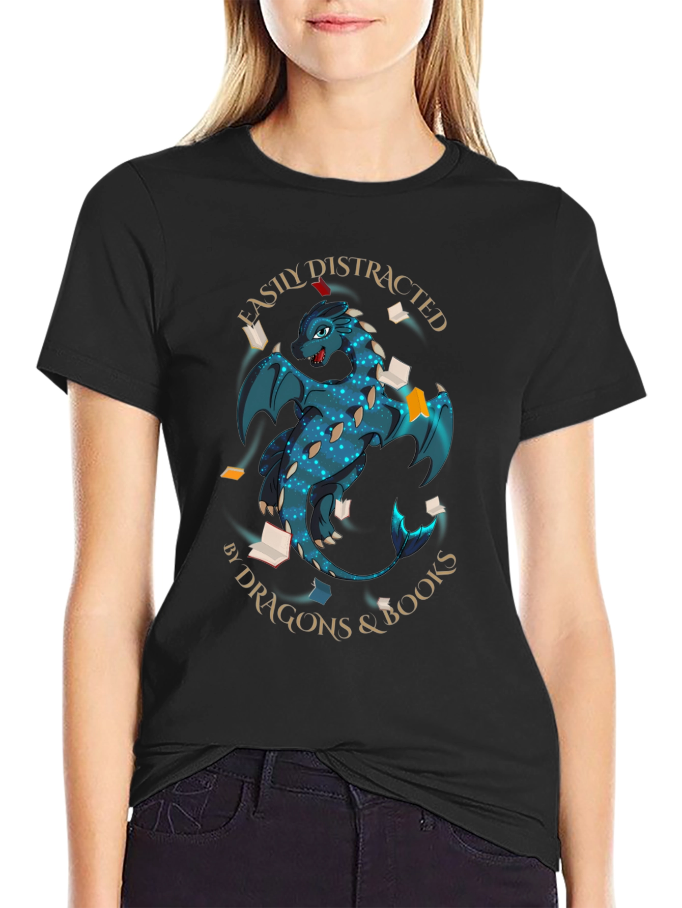 Easily Distracted By Dragons & Books T-Shirt