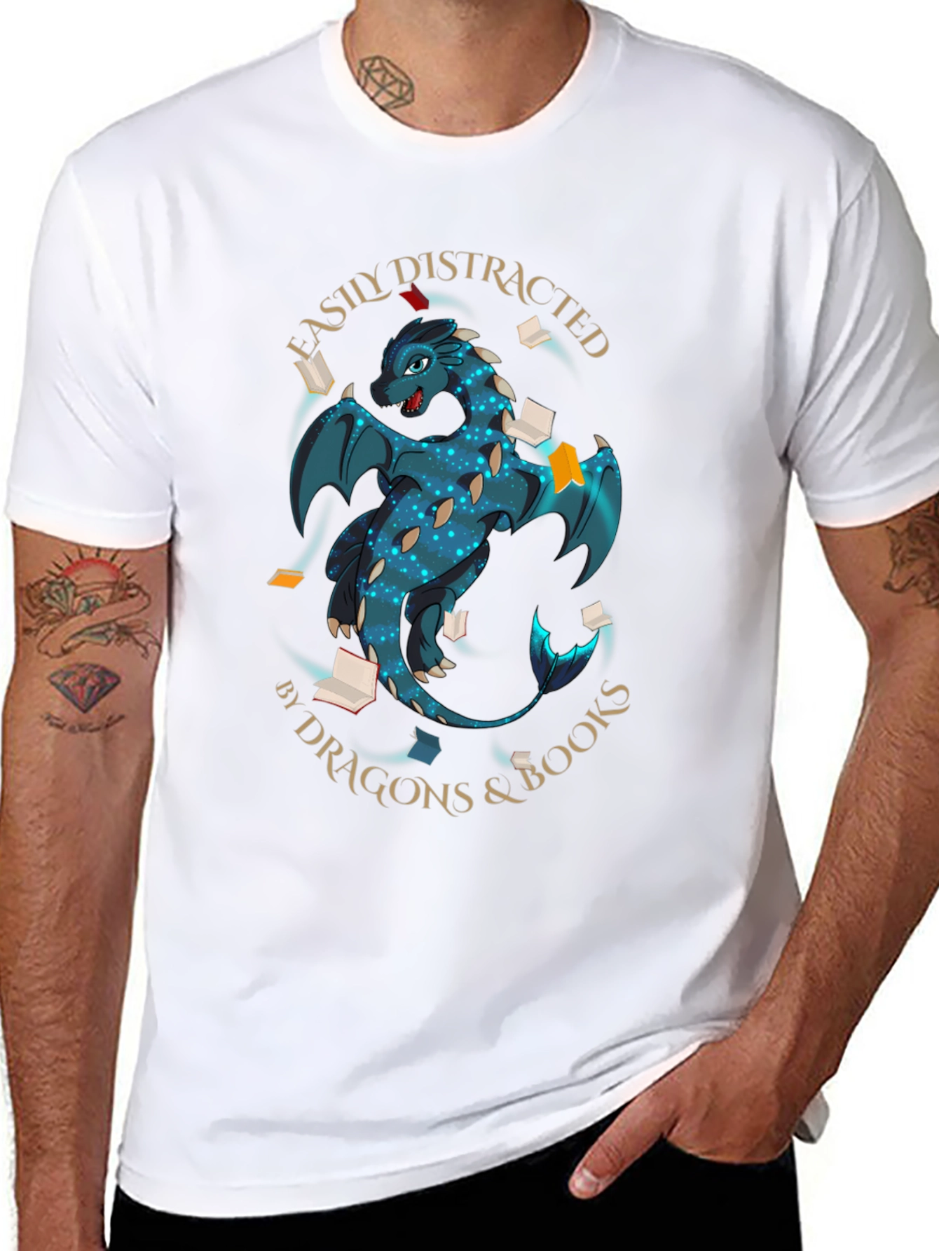 Easily Distracted By Dragons & Books T-Shirt