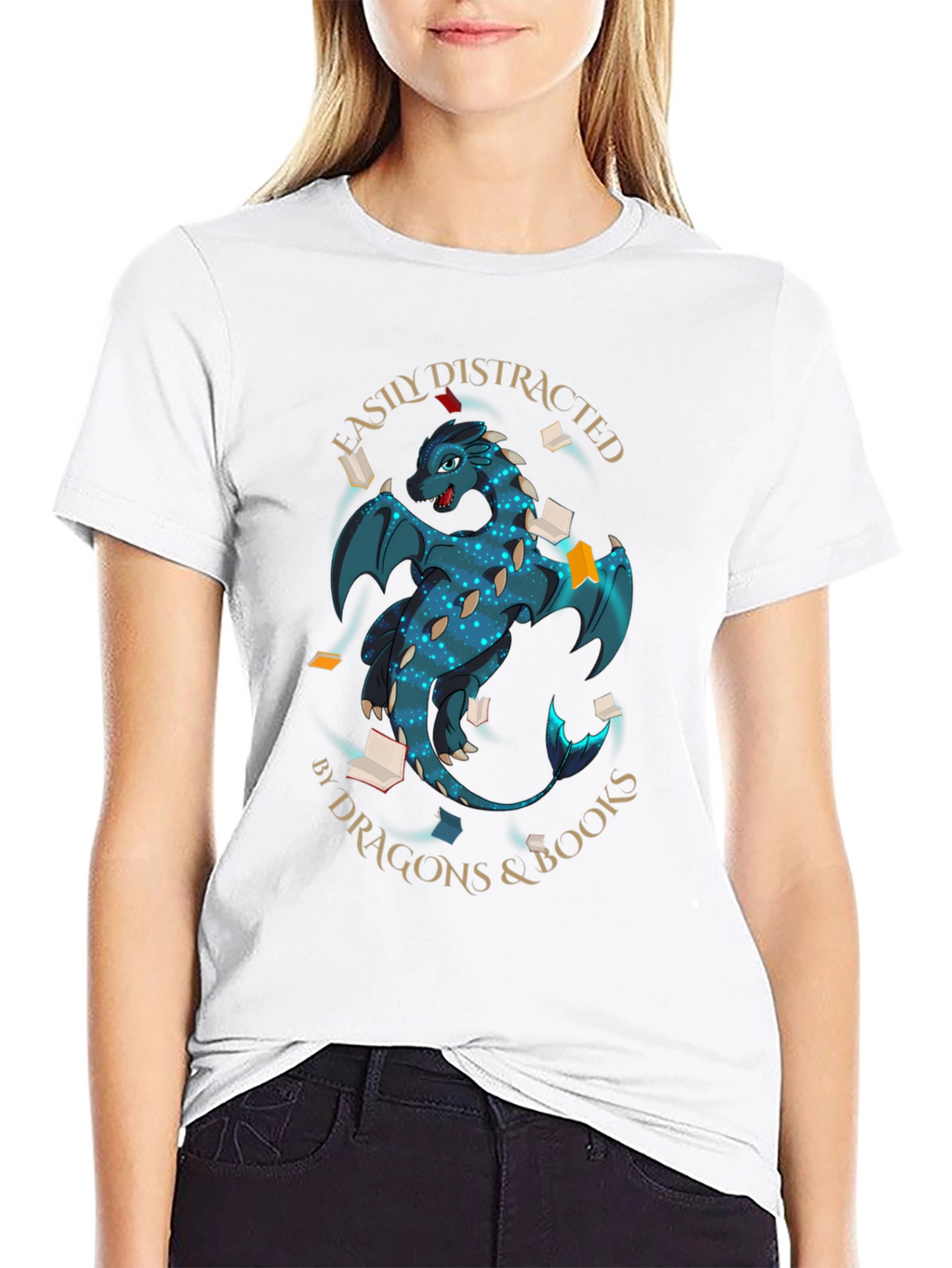 Easily Distracted By Dragons & Books T-Shirt