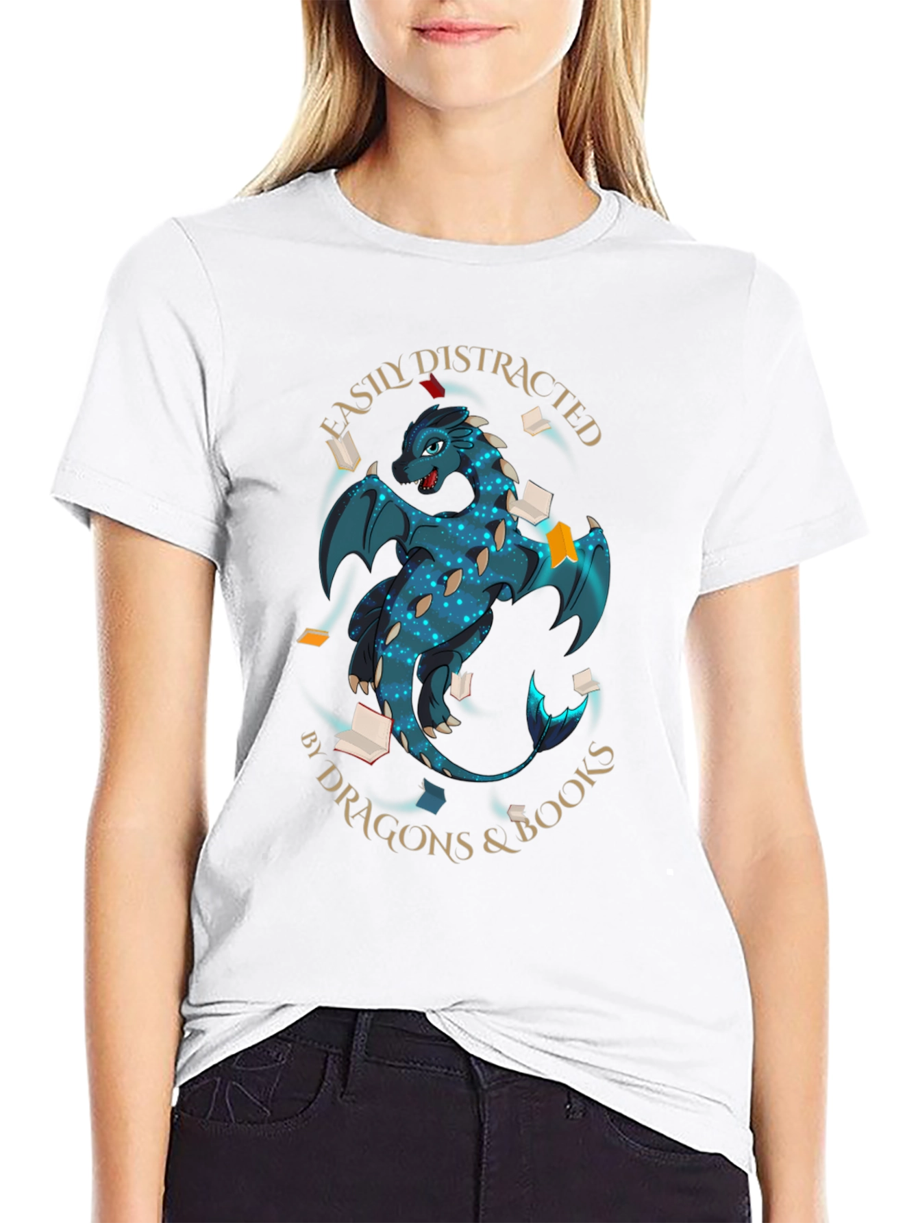 Easily Distracted By Dragons & Books T-Shirt