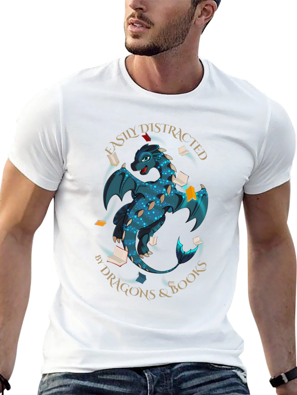 Easily Distracted By Dragons & Books T-Shirt