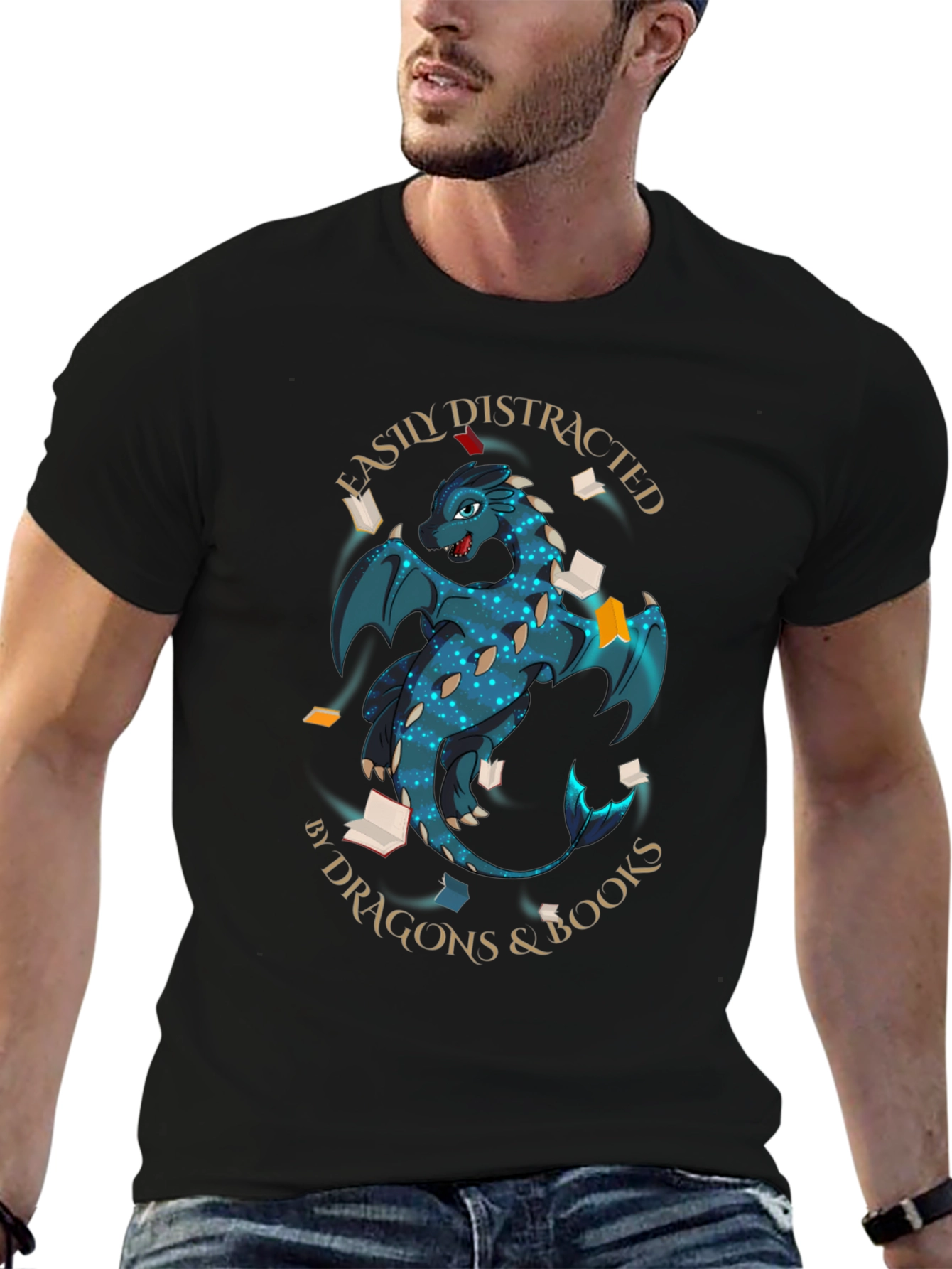 Easily Distracted By Dragons & Books T-Shirt