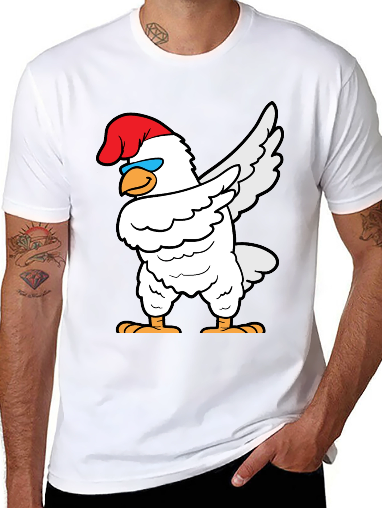 Dabbing Chicken Graphic Tee - Funny Bird T-Shirt