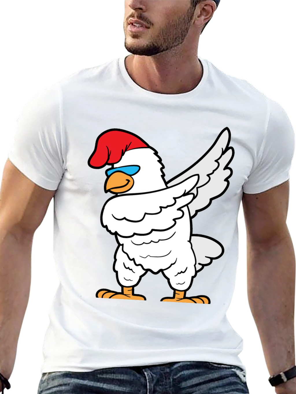 Dabbing Chicken Graphic Tee - Funny Bird T-Shirt