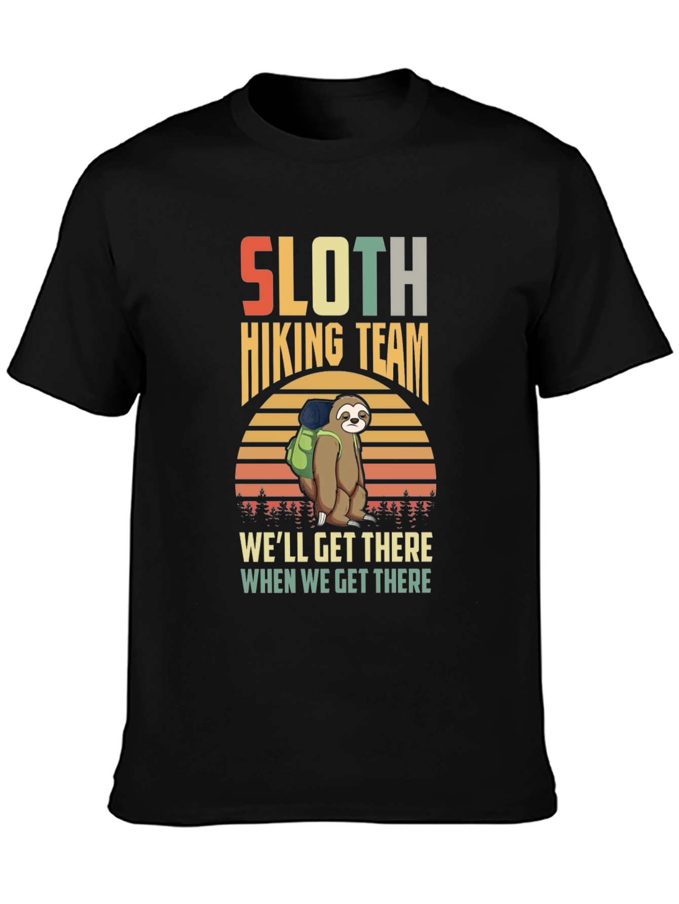 Sloth Hiking Team Graphic T-Shirt