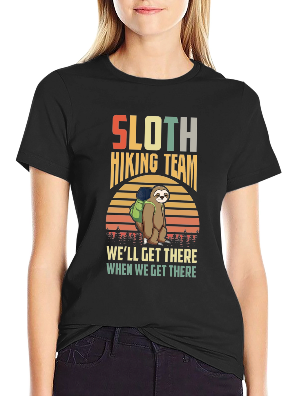 Sloth Hiking Team Graphic T-Shirt