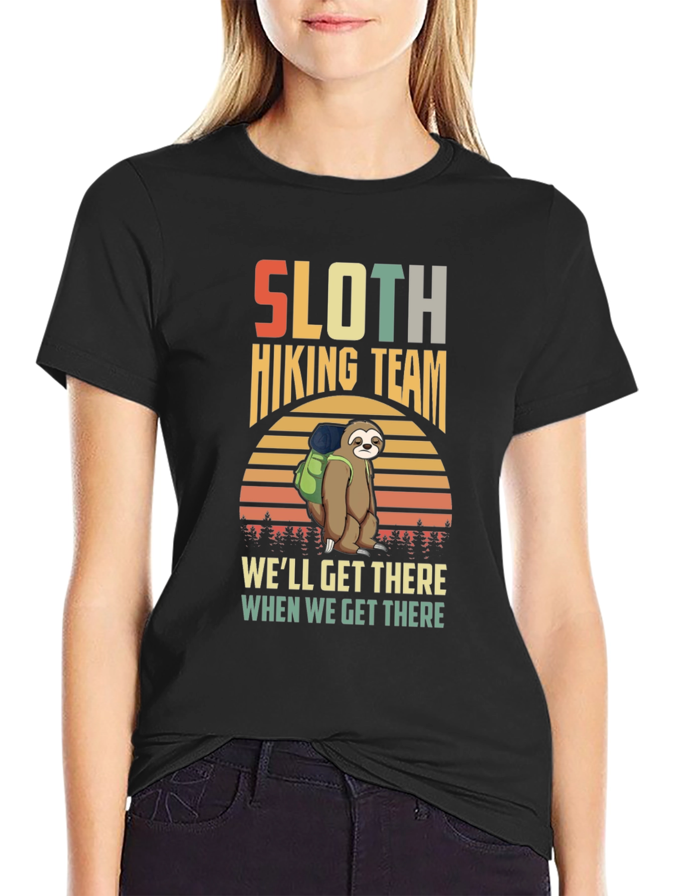 Sloth Hiking Team Graphic T-Shirt