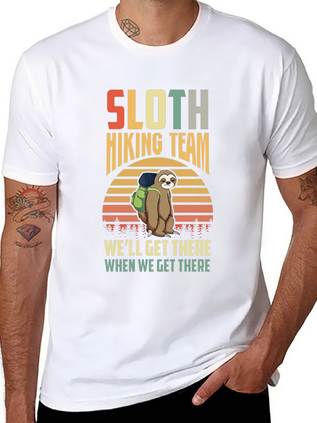 Sloth Hiking Team Graphic T-Shirt
