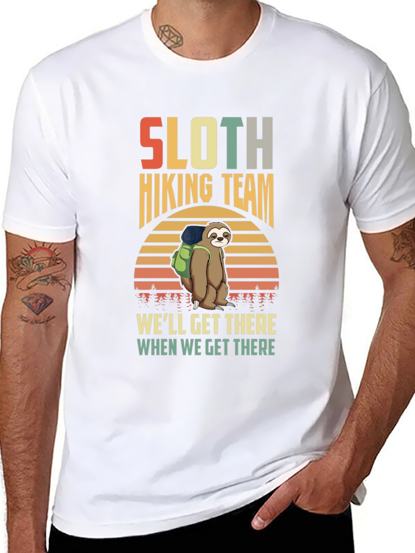 Sloth Hiking Team Graphic T-Shirt