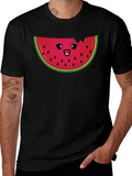 Cute Watermelon Slice Graphic Tee - Black