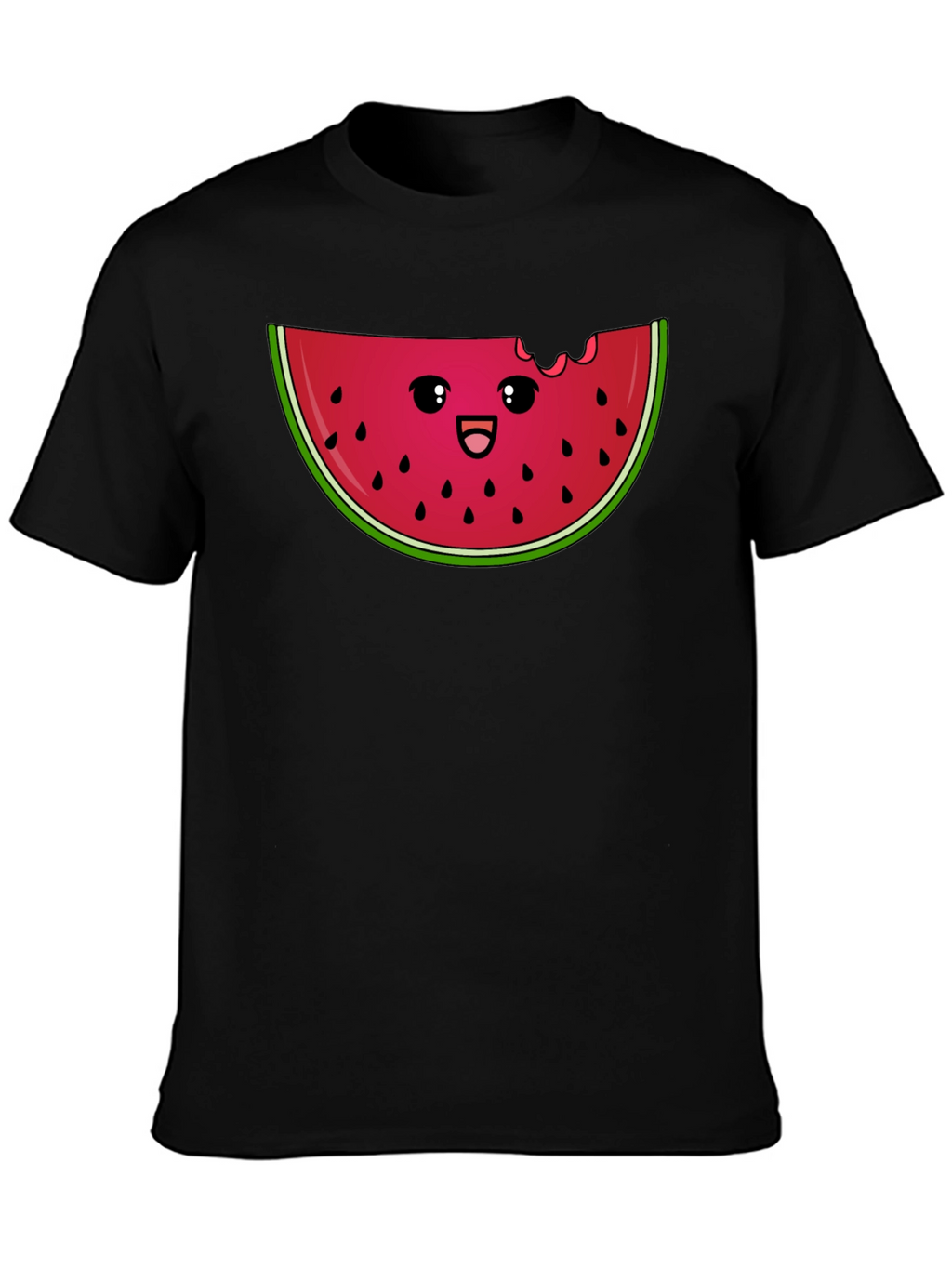Cute Watermelon Slice Graphic Tee - Black