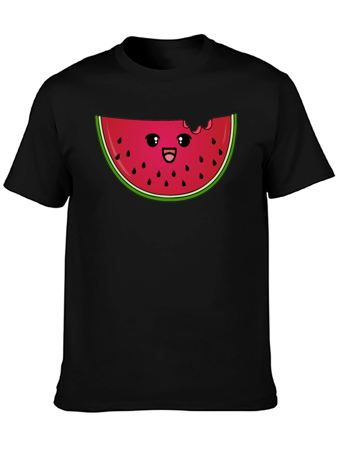 Cute Watermelon Slice Graphic Tee - Black