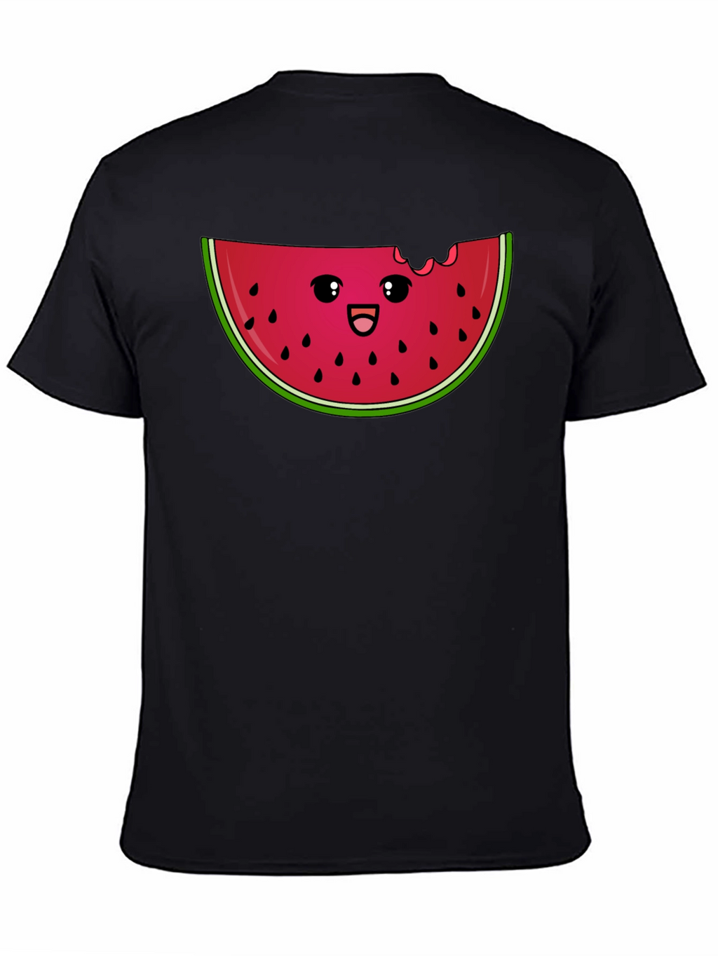 Cute Watermelon Slice Graphic Tee - Black