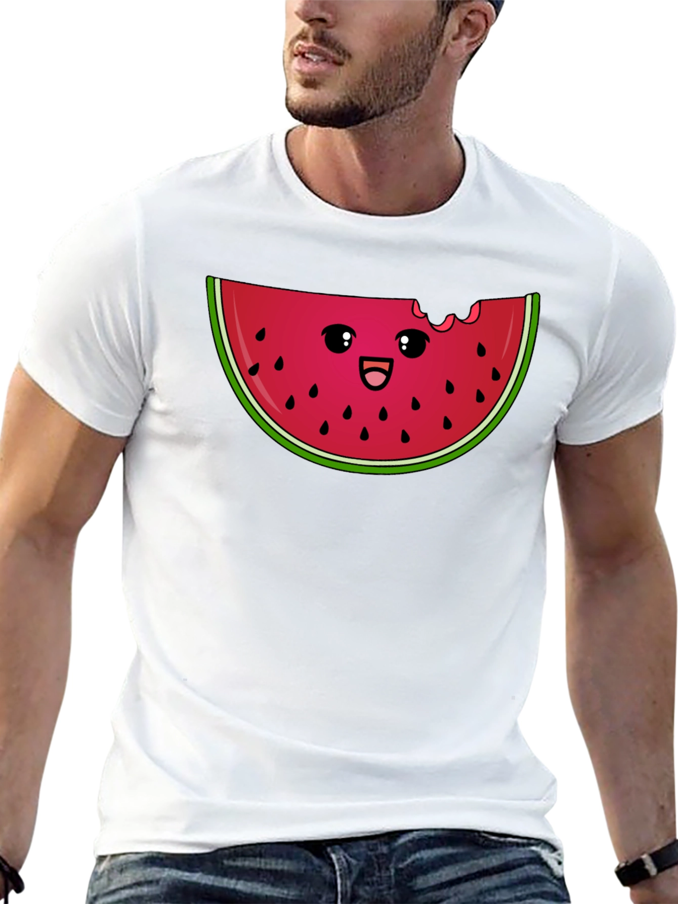 Cute Watermelon Slice Graphic Tee - Black