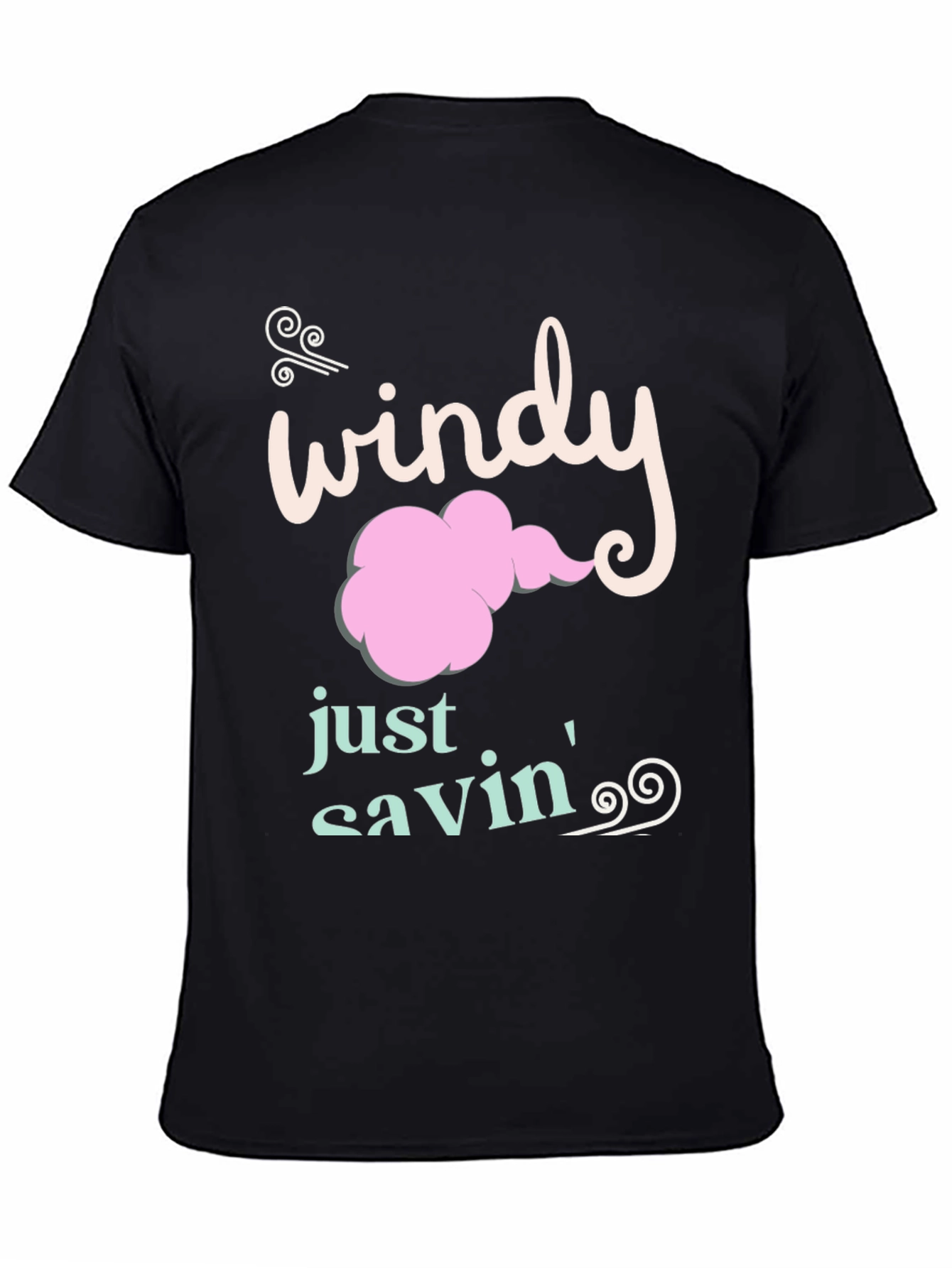 Windy Just Savin Black Cotton Graphic Tee