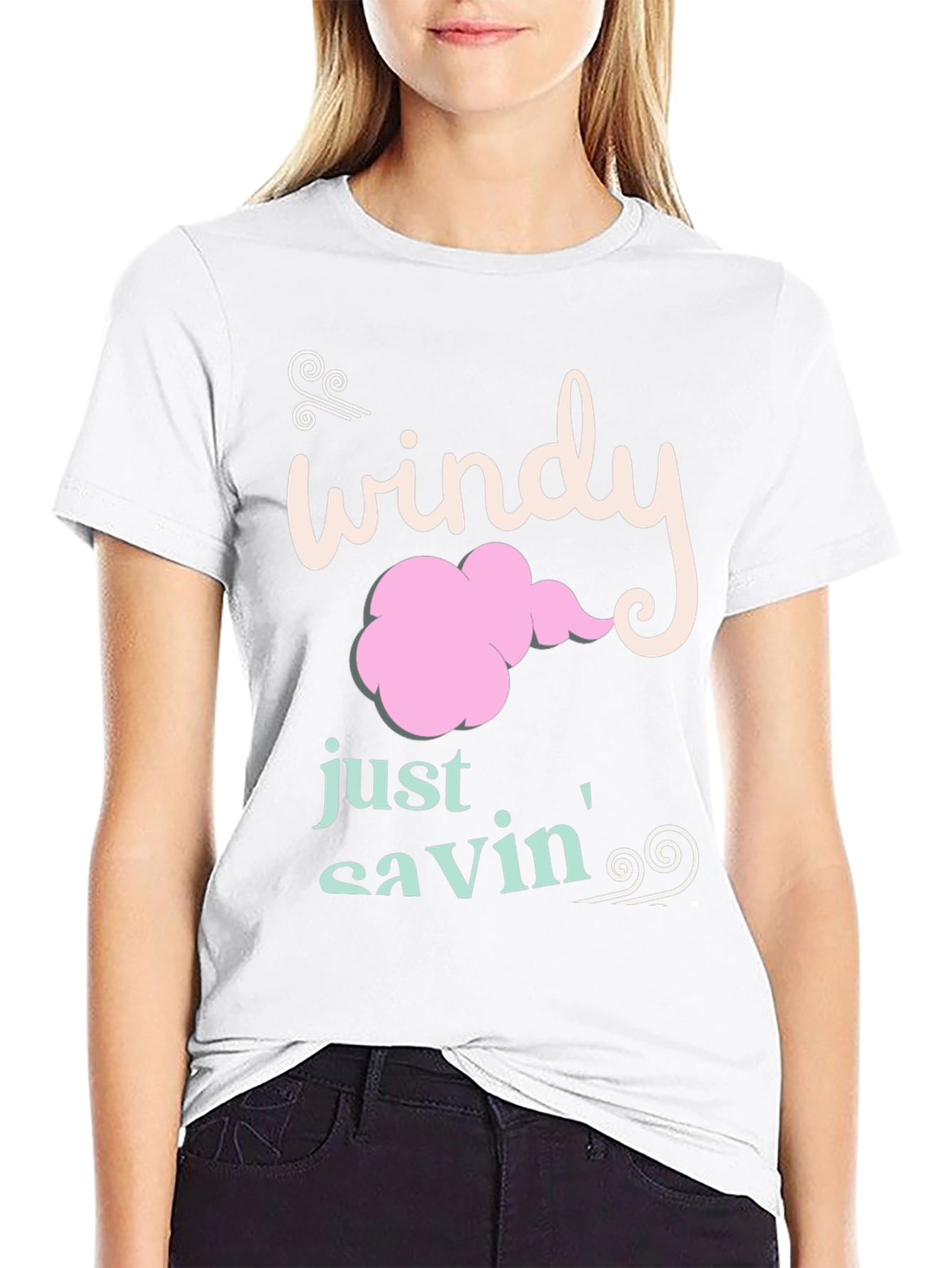 Windy Just Savin Black Cotton Graphic Tee