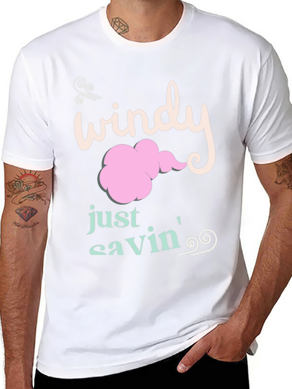 Windy Just Savin Black Cotton Graphic Tee