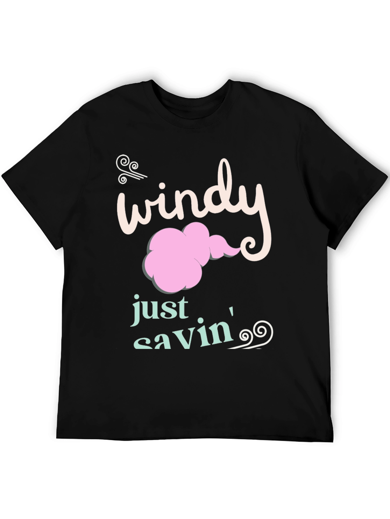 Windy Just Savin Black Cotton Graphic Tee