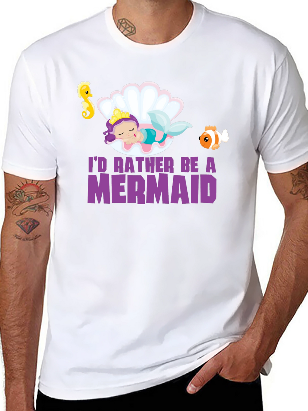Mermaid Graphic Tee - Black Unisex T-Shirt
