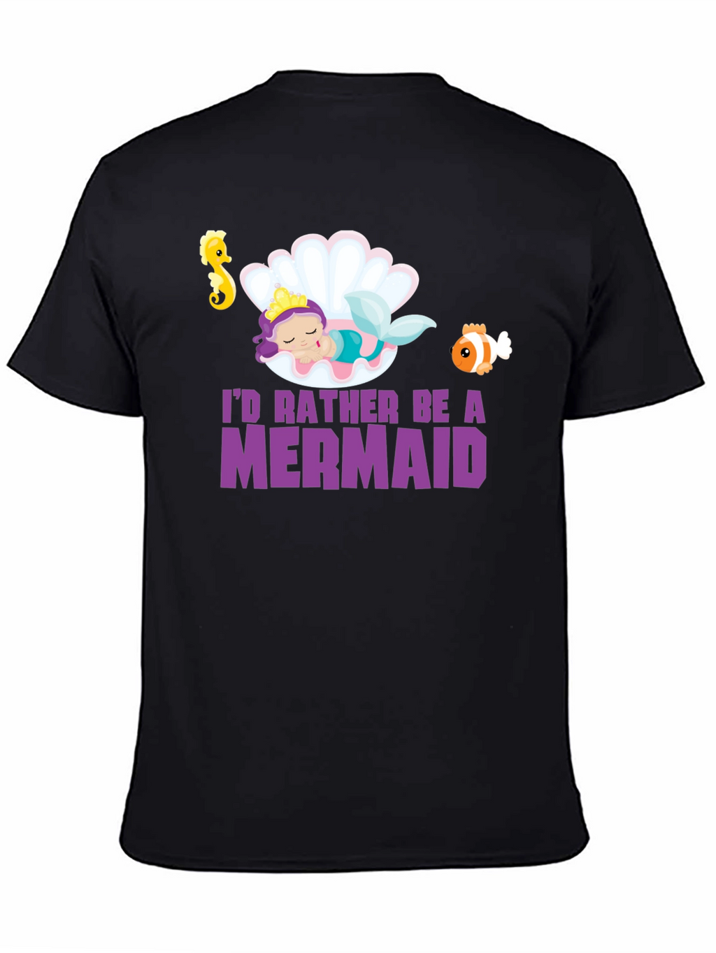 Mermaid Graphic Tee - Black Unisex T-Shirt