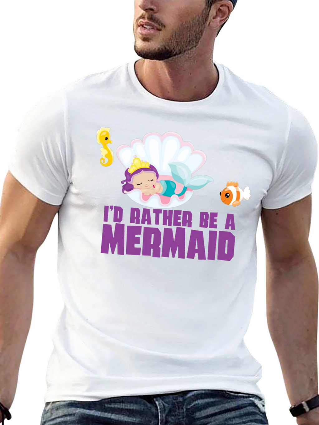 Mermaid Graphic Tee - Black Unisex T-Shirt