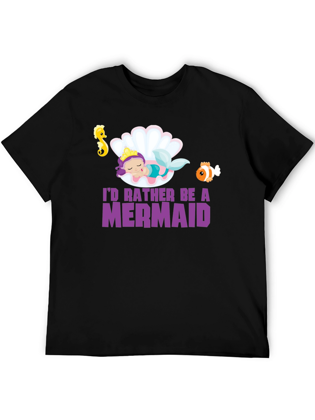 Mermaid Graphic Tee - Black Unisex T-Shirt