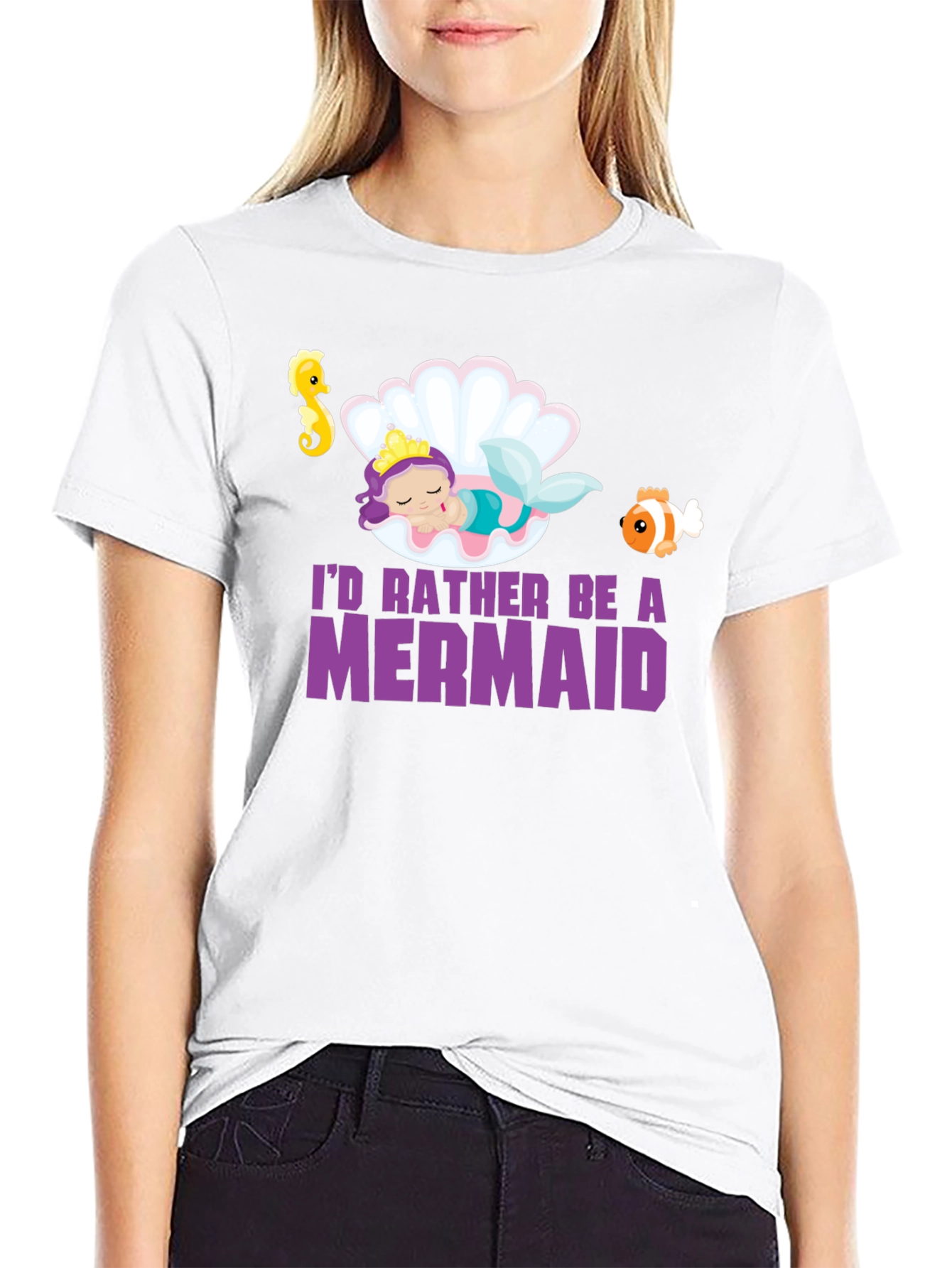 Mermaid Graphic Tee - Black Unisex T-Shirt