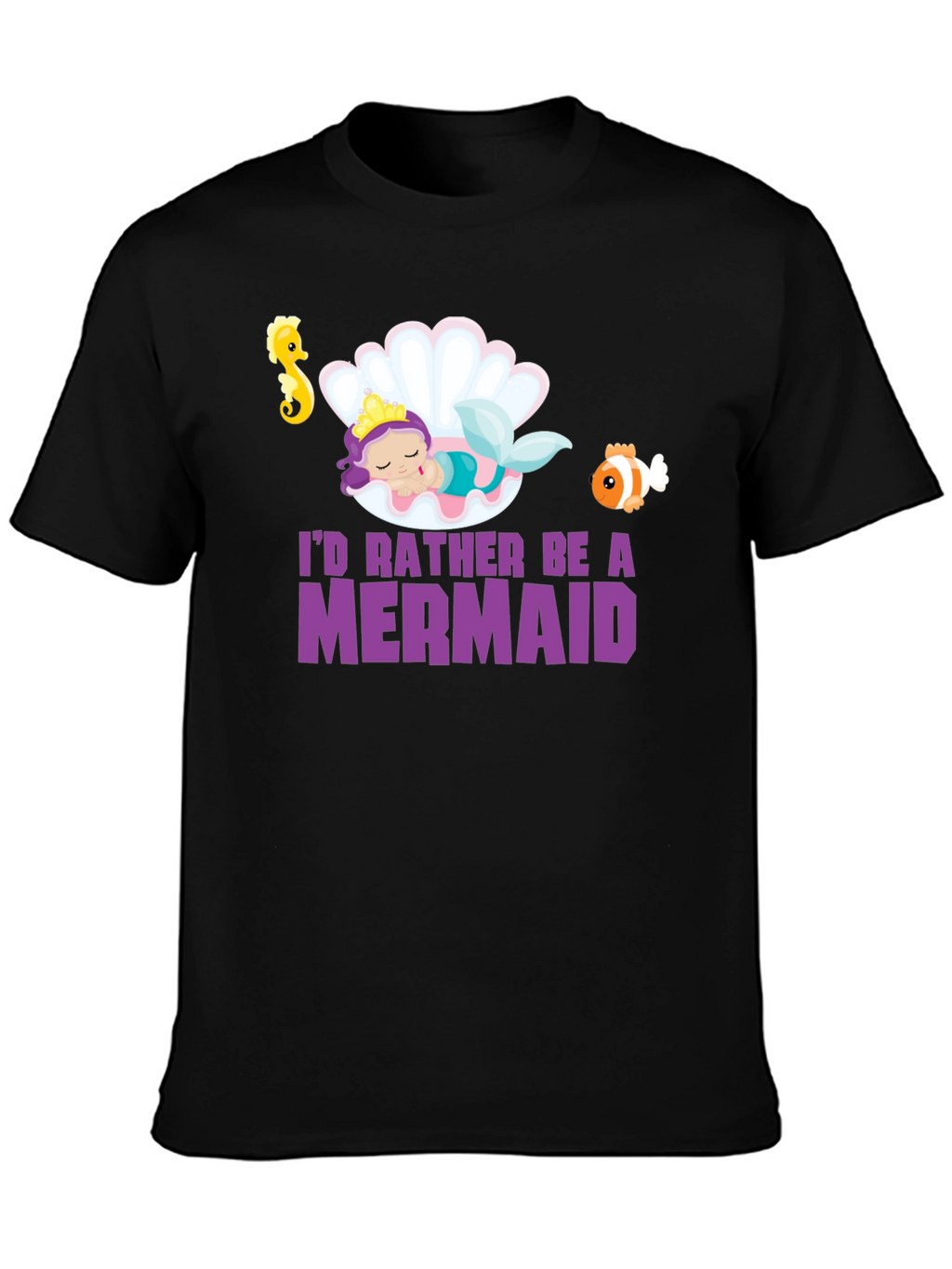 Mermaid Graphic Tee - Black Unisex T-Shirt