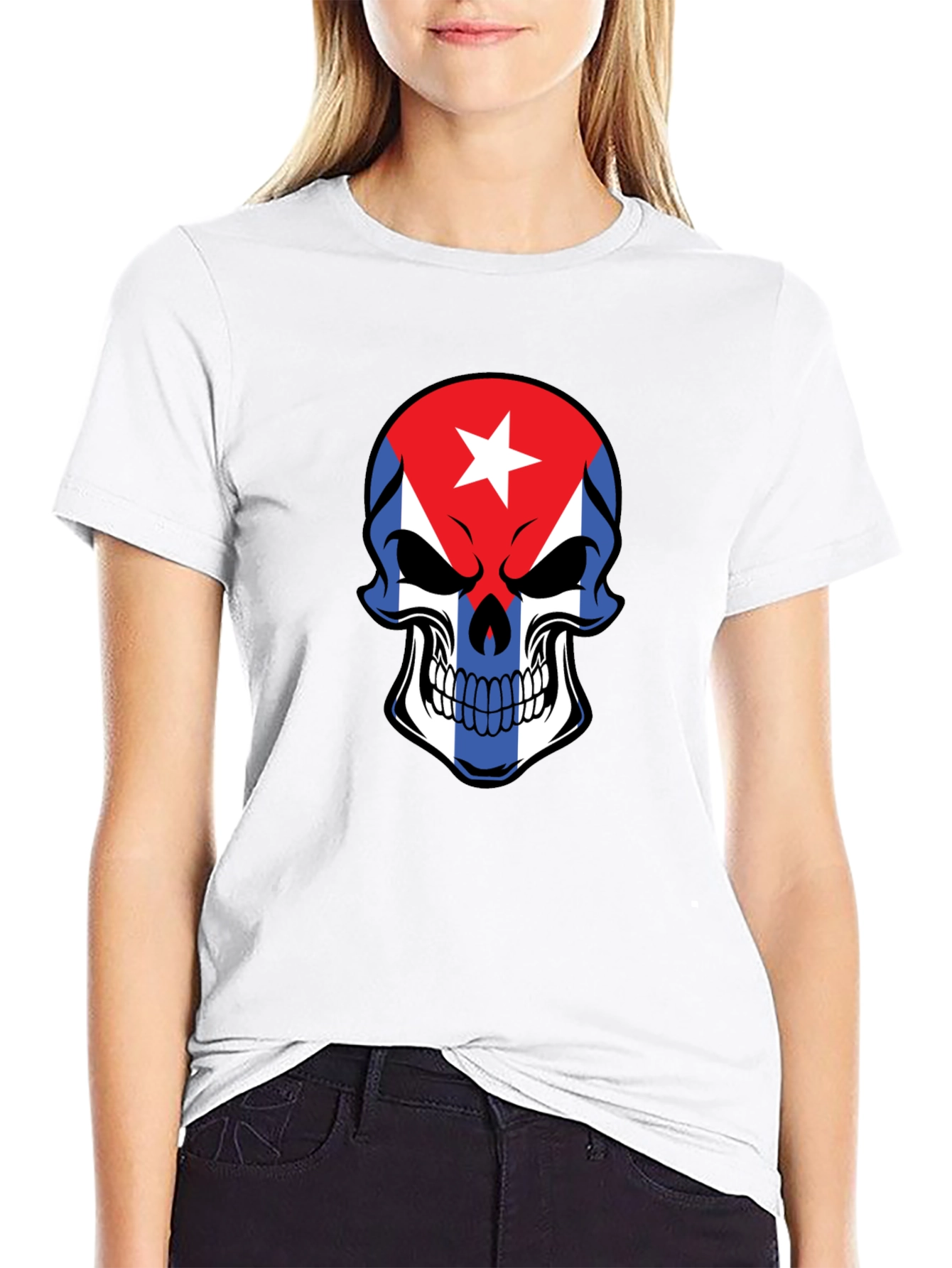 Cuban Flag Skull Graphic Tee