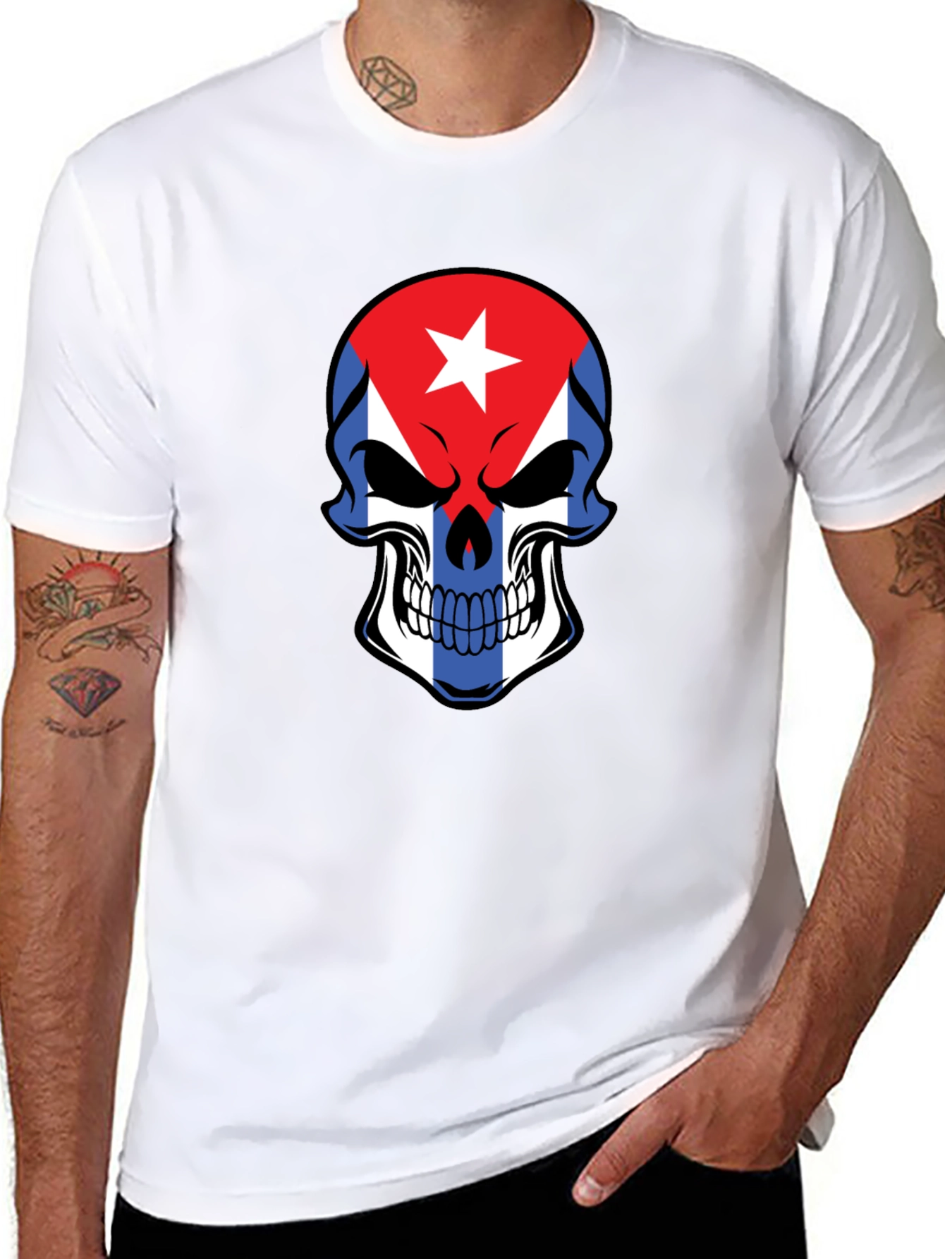 Cuban Flag Skull Graphic Tee