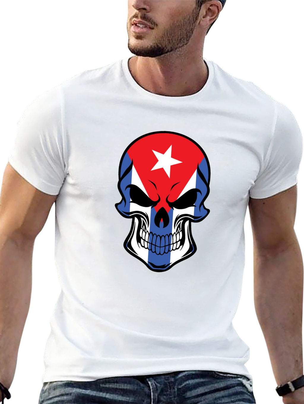 Cuban Flag Skull Graphic Tee