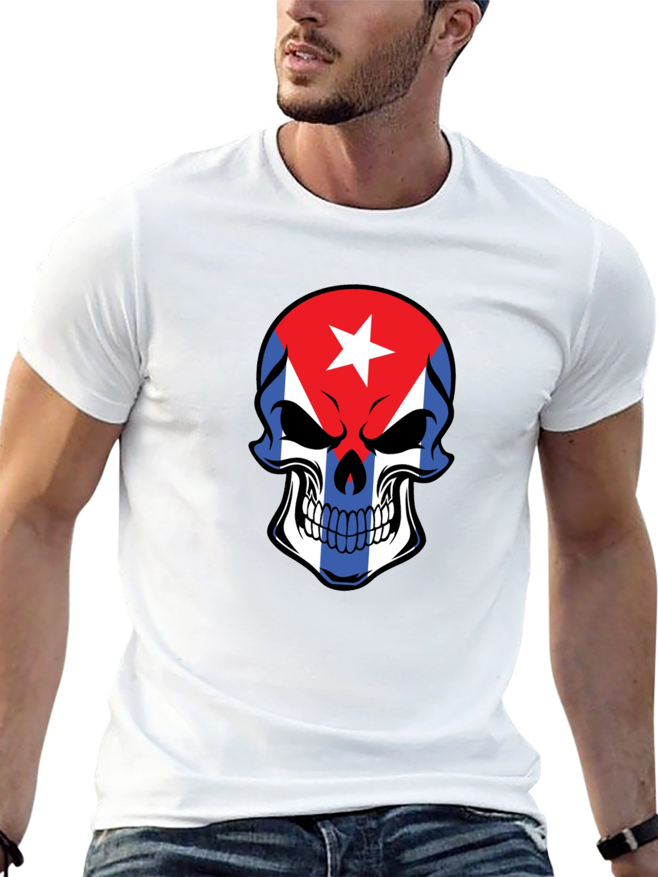 Cuban Flag Skull Graphic Tee