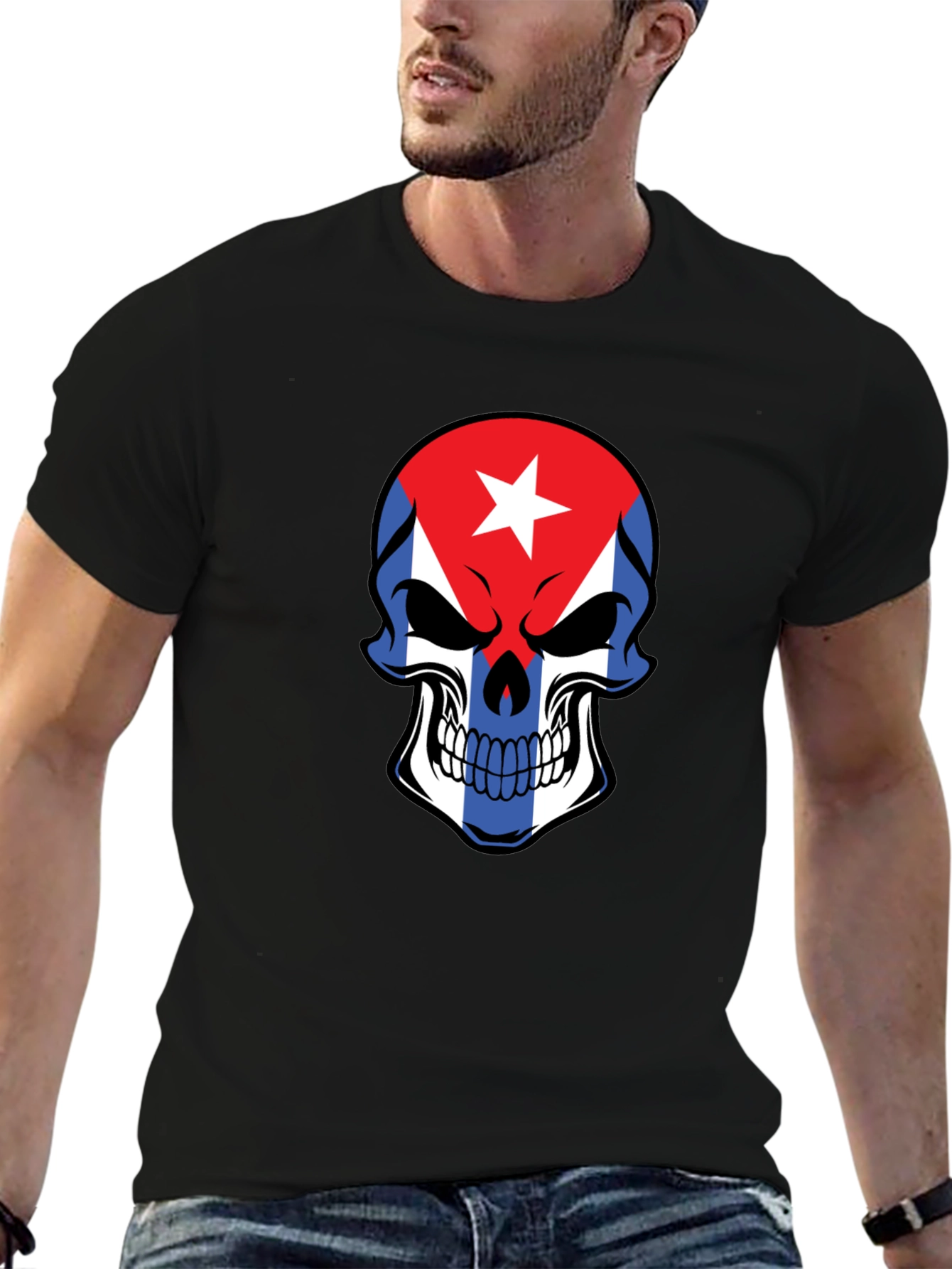 Cuban Flag Skull Graphic Tee