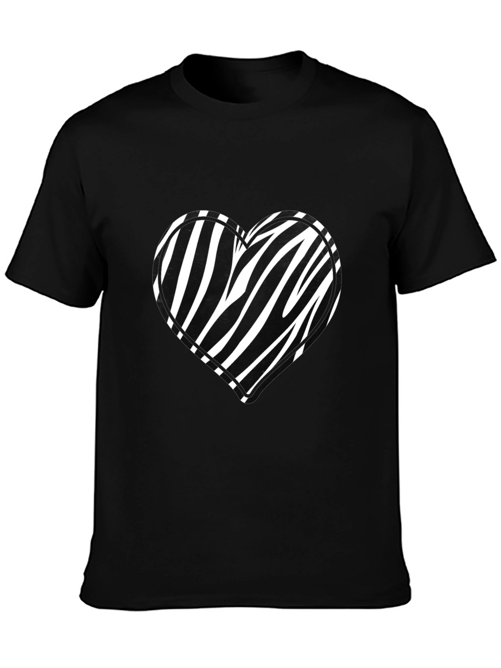Zebra Heart Graphic Black Tee