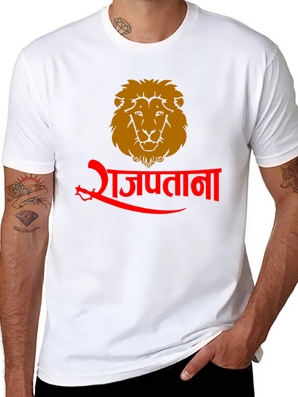 Rajputana Lion Graphic Tee - Black Cotton Blend