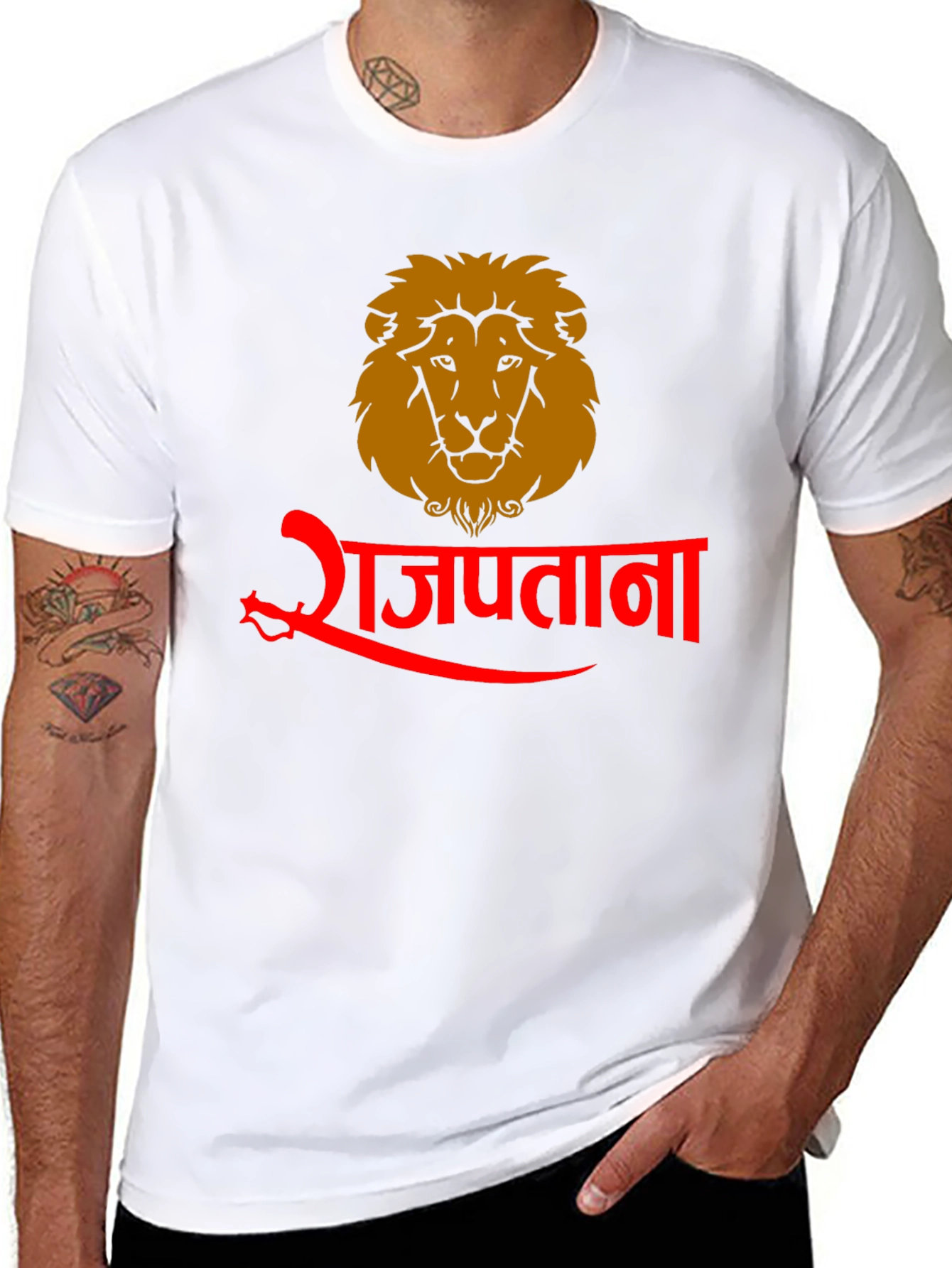 Rajputana Lion Graphic Tee - Black Cotton Blend