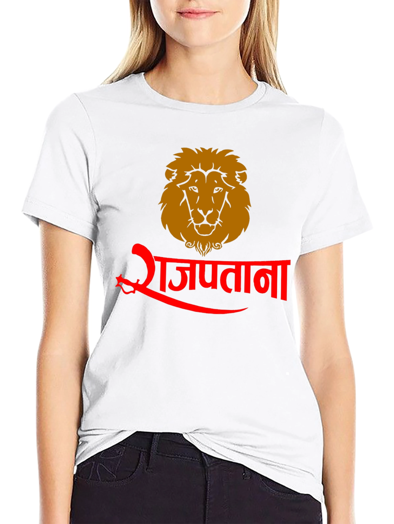 Rajputana Lion Graphic Tee - Black Cotton Blend